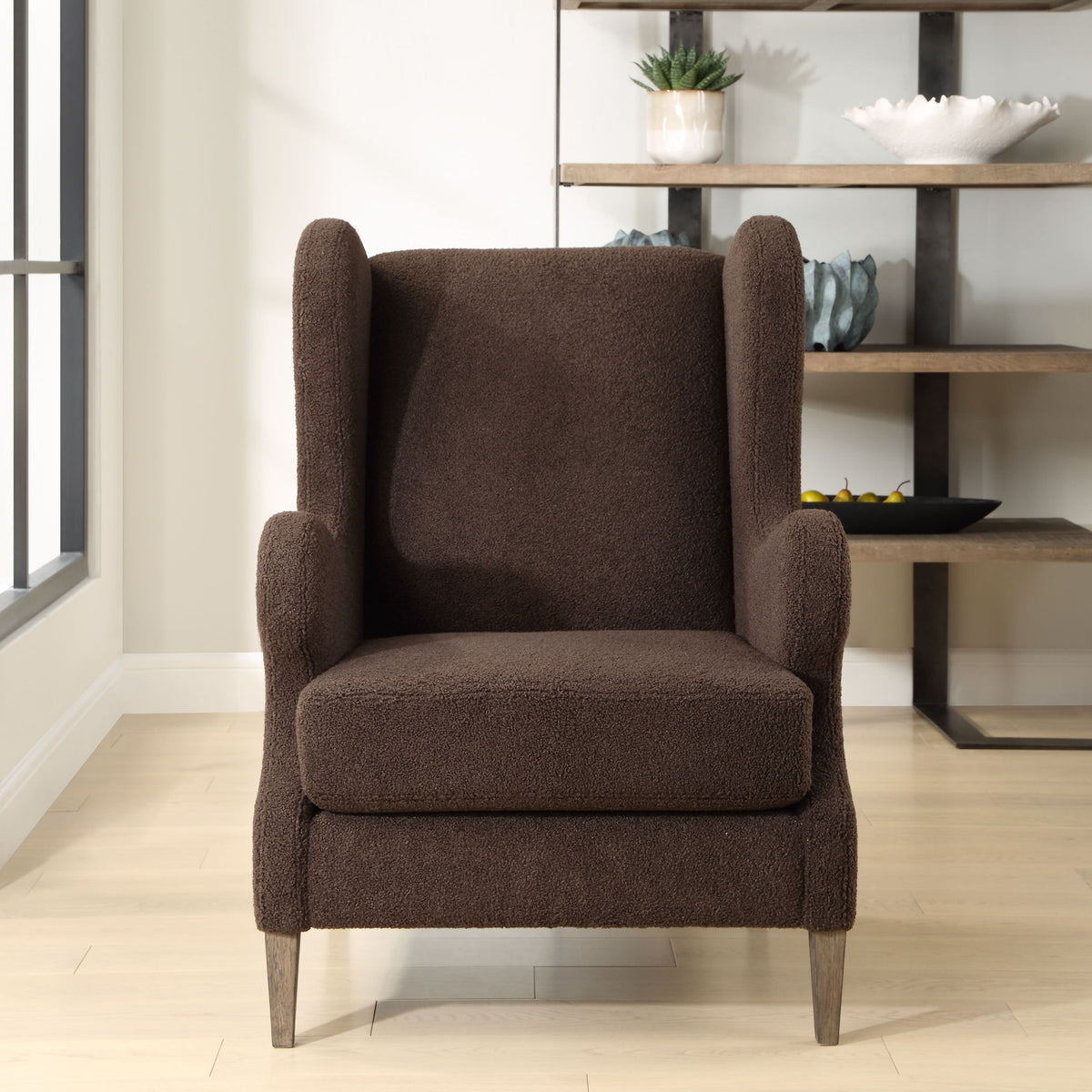 Serpentine Brown Fabric Accent Chair - Dark Brown by Uttermost - View 2