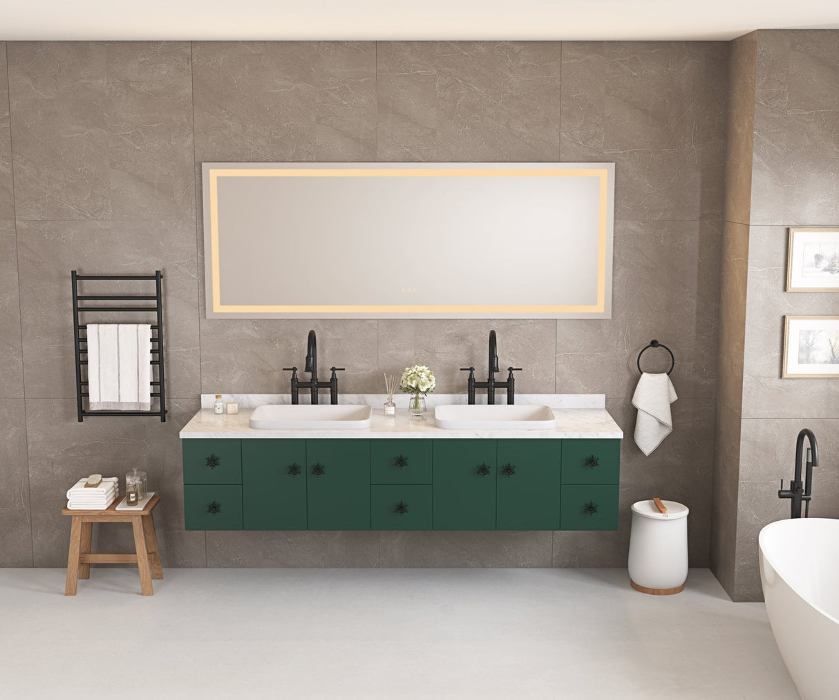 84*30LED Lighted Bathroom Wall Mounted Mirror with High Lumen+Anti - Fog Separately Control+Dimmer Function | Home Elegance USA