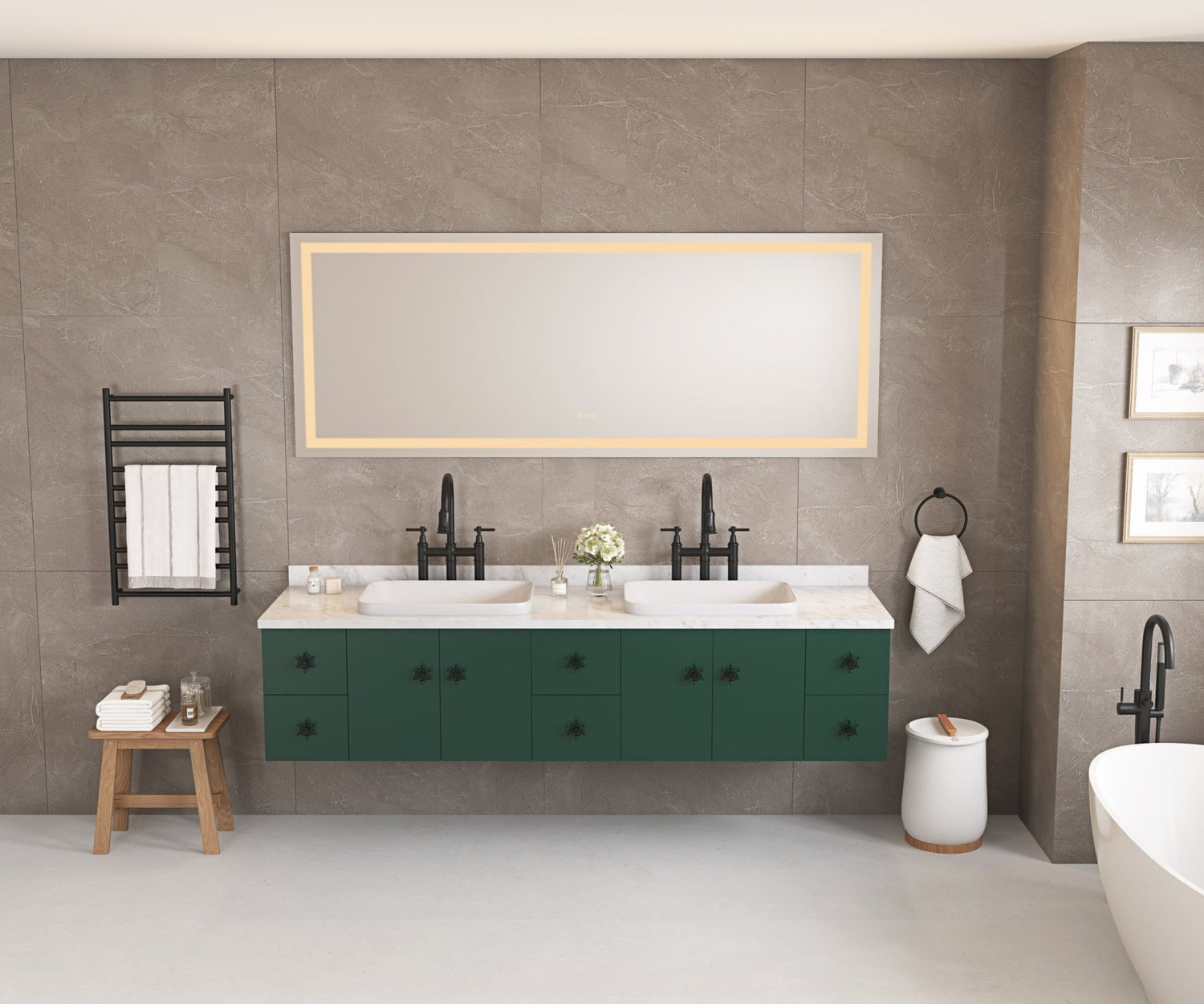 84*30LED Lighted Bathroom Wall Mounted Mirror with High Lumen+Anti - Fog Separately Control+Dimmer Function | Home Elegance USA