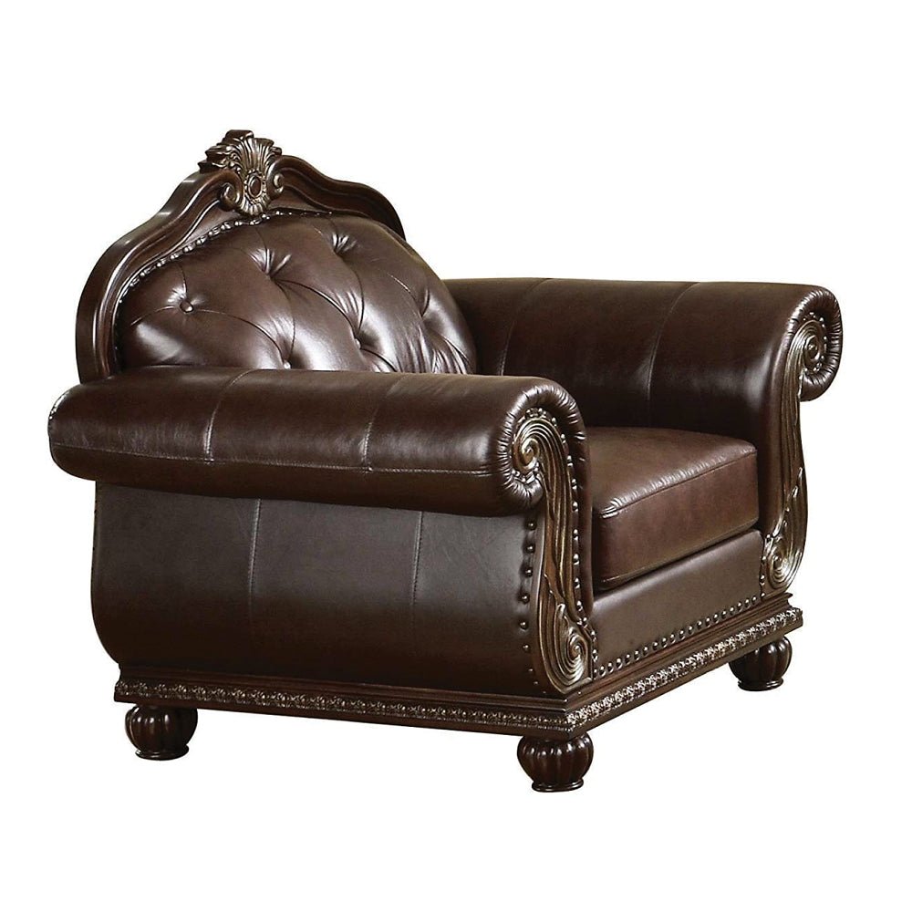 Anondale Chair 15032 Espresso Top Grain Leather Match & Cherry Finish | Acme | Home Elegance USA