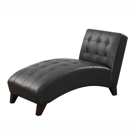 Acme - Anna Lounge Chaise 15036 Black Synthetic Leather