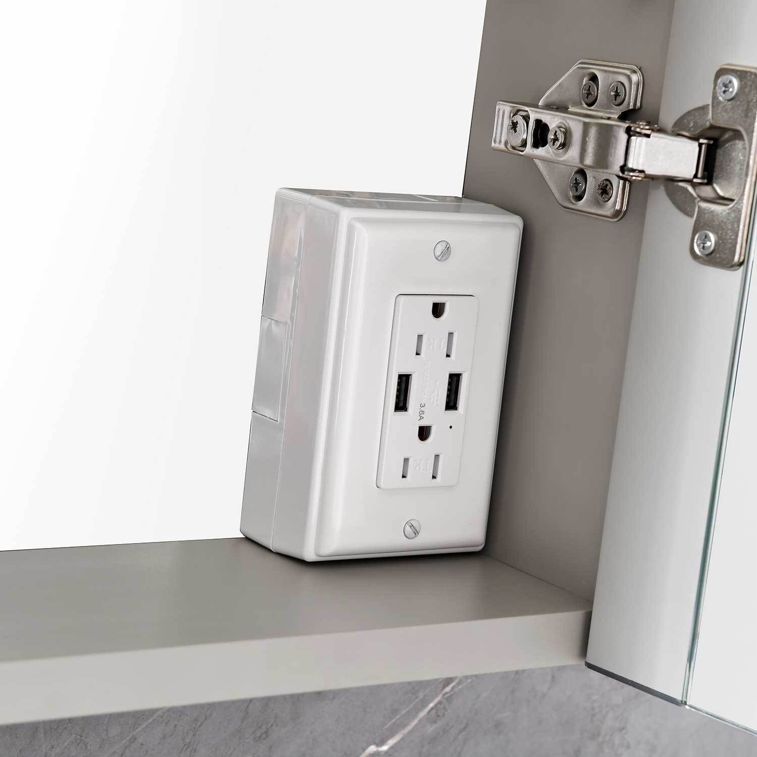 40in. W x 30 in. H LED Large Rectangular Aluminum Alloy Surface Mount Medicine Cabinet with Mirror | Home Elegance USA