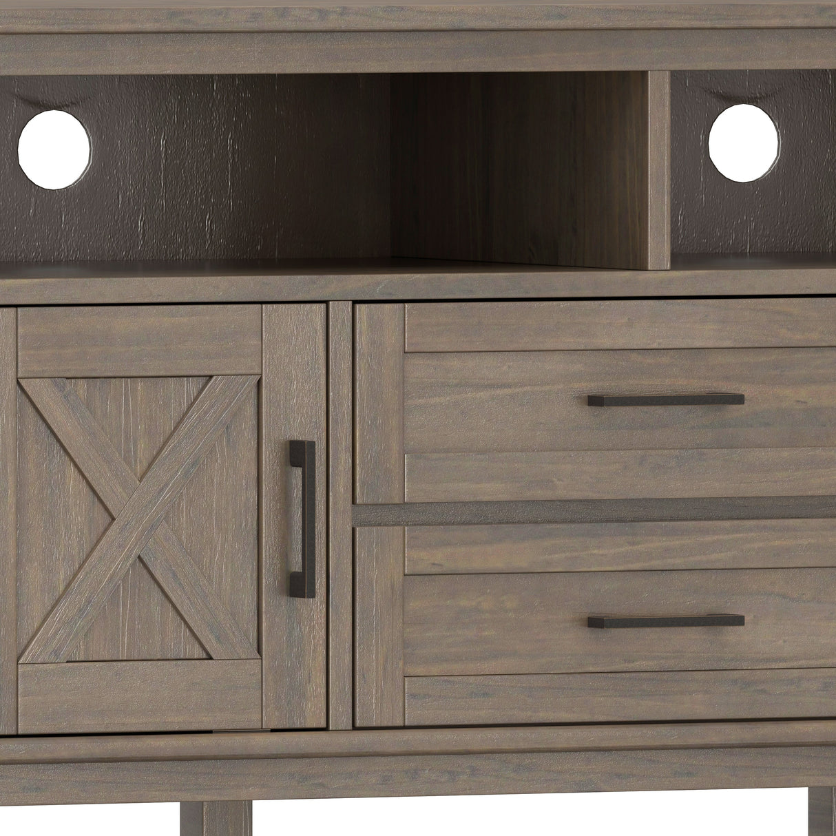 Ela 72 inch Wide Solid Wood TV Stand in Smokey Brown For TVs up to 80 inches - sold by Home Elegance USA