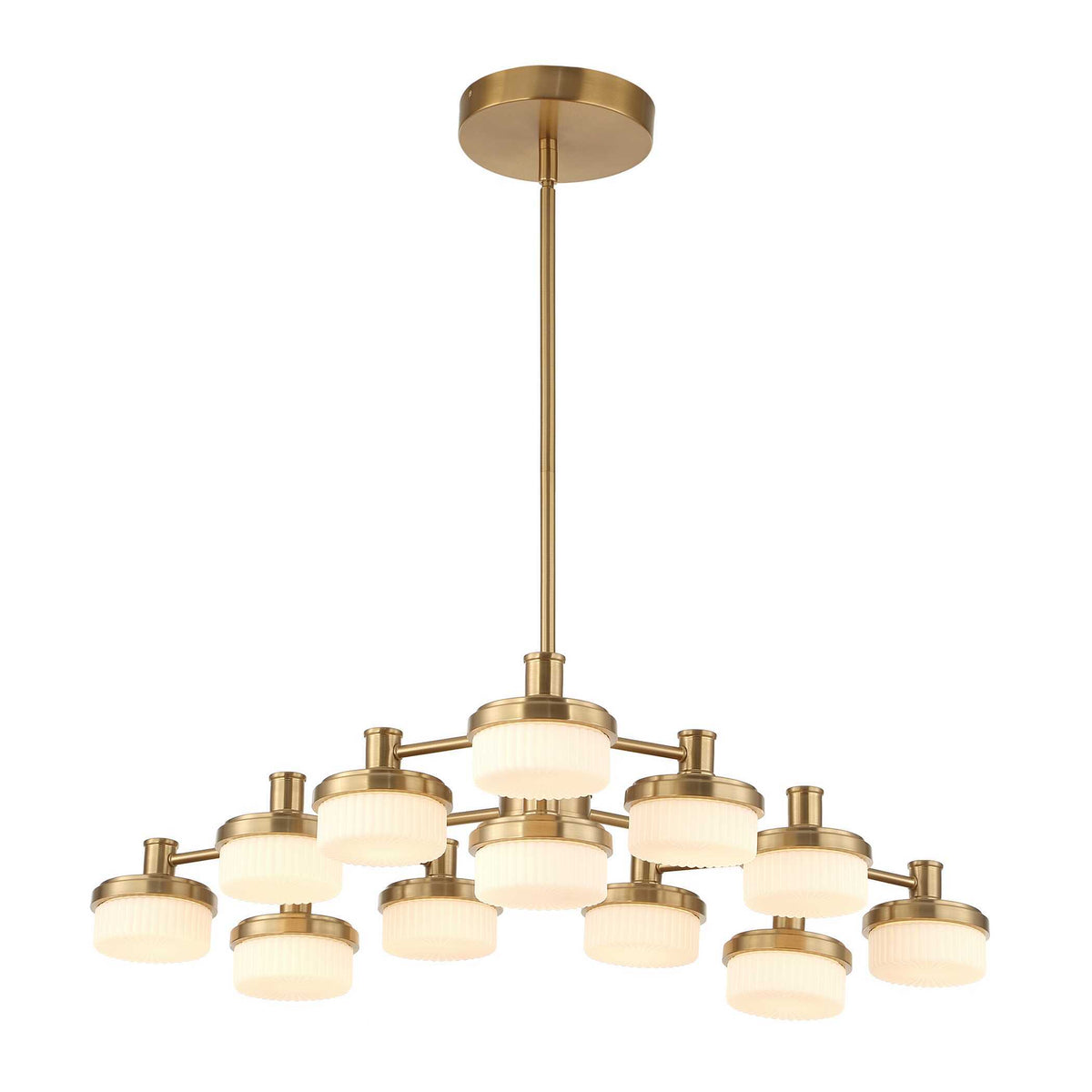 Wedge 12 Light LED Brass Chandelier White / Gold - Gold / White by Uttermost - View 6