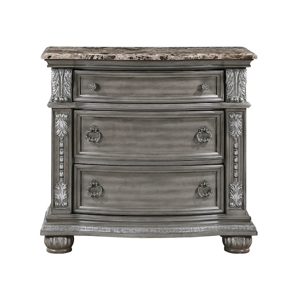 Bennington Gray Sleigh Bed Bedroom Set with Marble Tops – Homelegance - Home Elegance USA