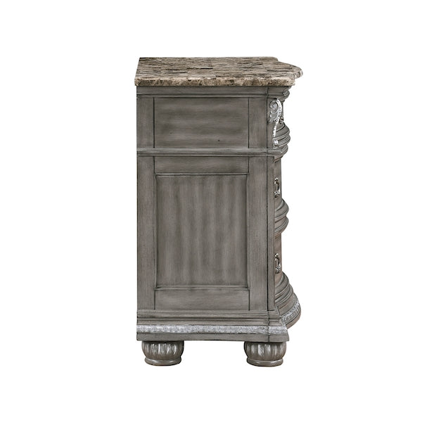 Bennington Gray Sleigh Bed Bedroom Set with Marble Tops – Homelegance - Home Elegance USA