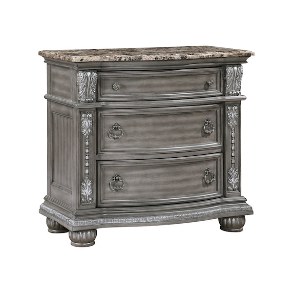Bennington Gray Sleigh Bed Bedroom Set with Marble Tops – Homelegance - Home Elegance USA