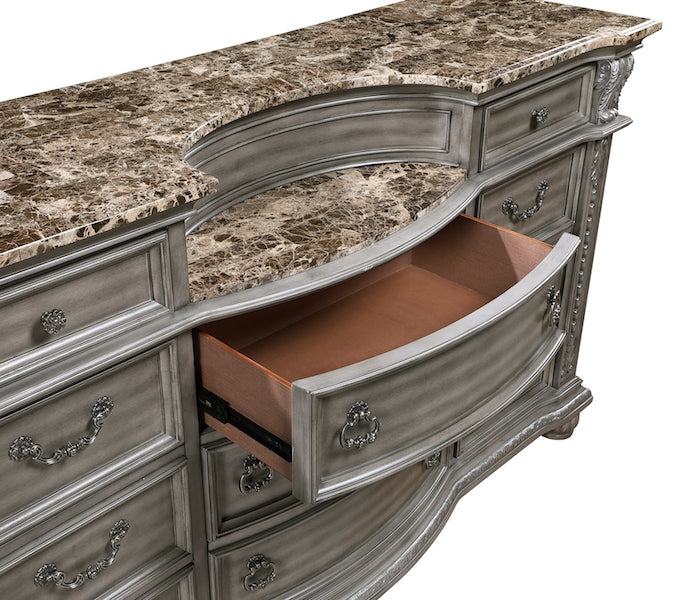Bennington Gray Sleigh Bed Bedroom Set with Marble Tops – Homelegance - Home Elegance USA