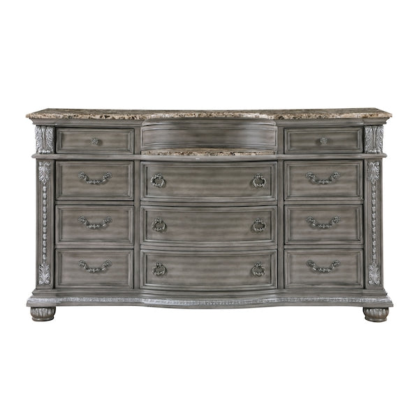 Bennington Gray Sleigh Bed Bedroom Set with Marble Tops – Homelegance - Home Elegance USA
