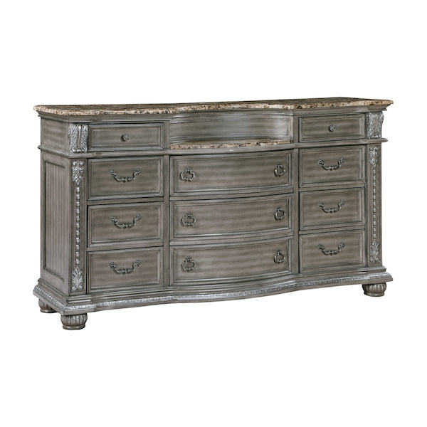 Bennington Gray Sleigh Bed Bedroom Set with Marble Tops – Homelegance - Home Elegance USA