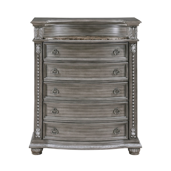 Bennington Gray Sleigh Bed Bedroom Set with Marble Tops – Homelegance - Home Elegance USA
