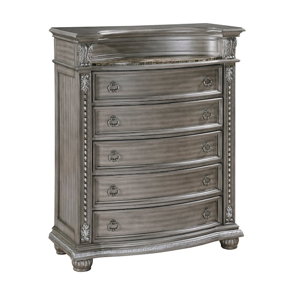 Bennington Gray Sleigh Bed Bedroom Set with Marble Tops – Homelegance - Home Elegance USA