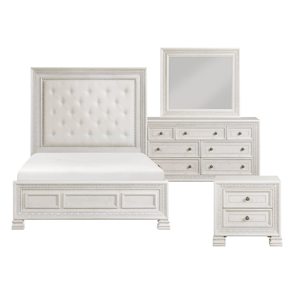 Theodora Pearl White Bedroom Set with Tufted Headboard – Modern Classic 1596