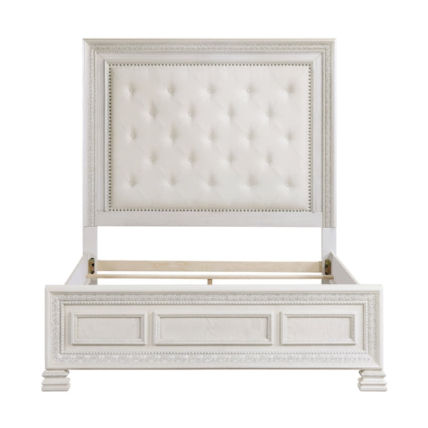 Theodora Pearl White Bedroom Set with Tufted Headboard – Modern Classic 1596