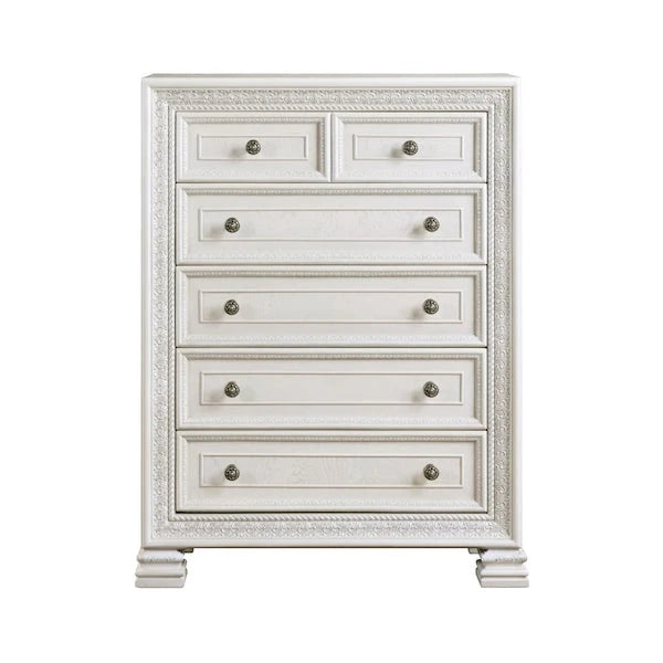 Theodora Pearl White Bedroom Set with Tufted Headboard – Modern Classic 1596