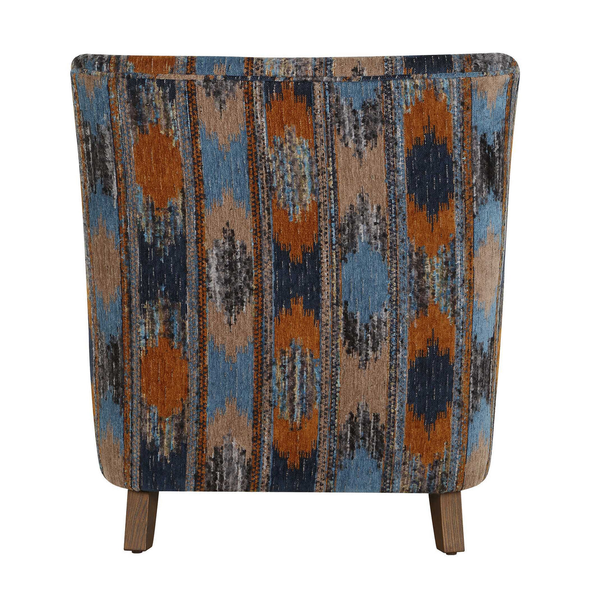 Lainey Upholstered Ikat Armchair Blue / Brown / Orange - Blue / Dark Brown by Uttermost - View 6