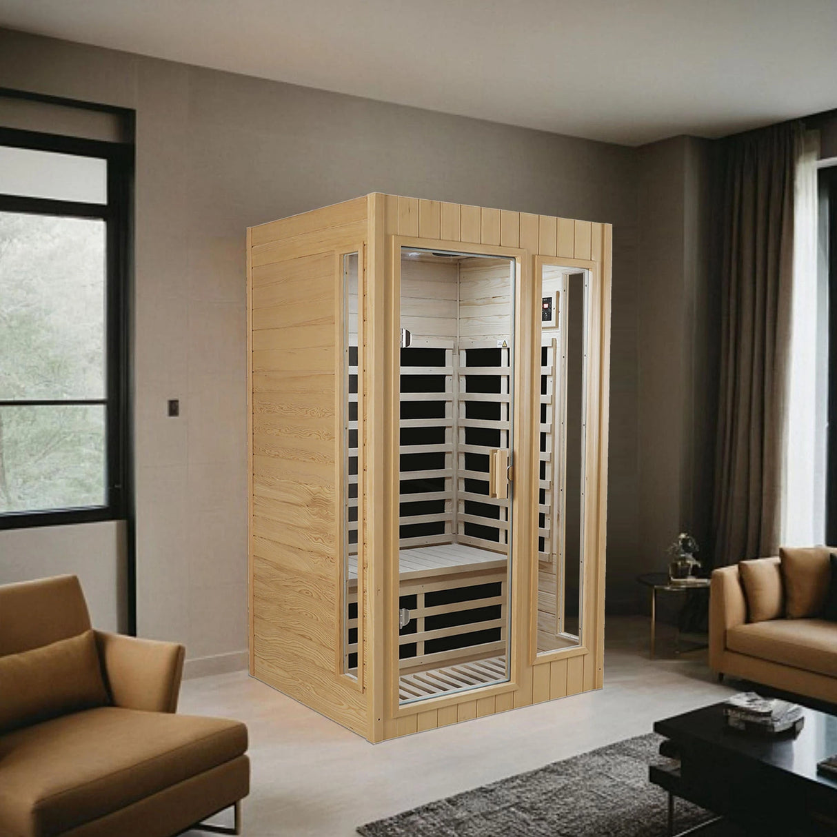 Hemlock Two-person far infrared roof embedded indoor sauna room - sold by Home Elegance USA