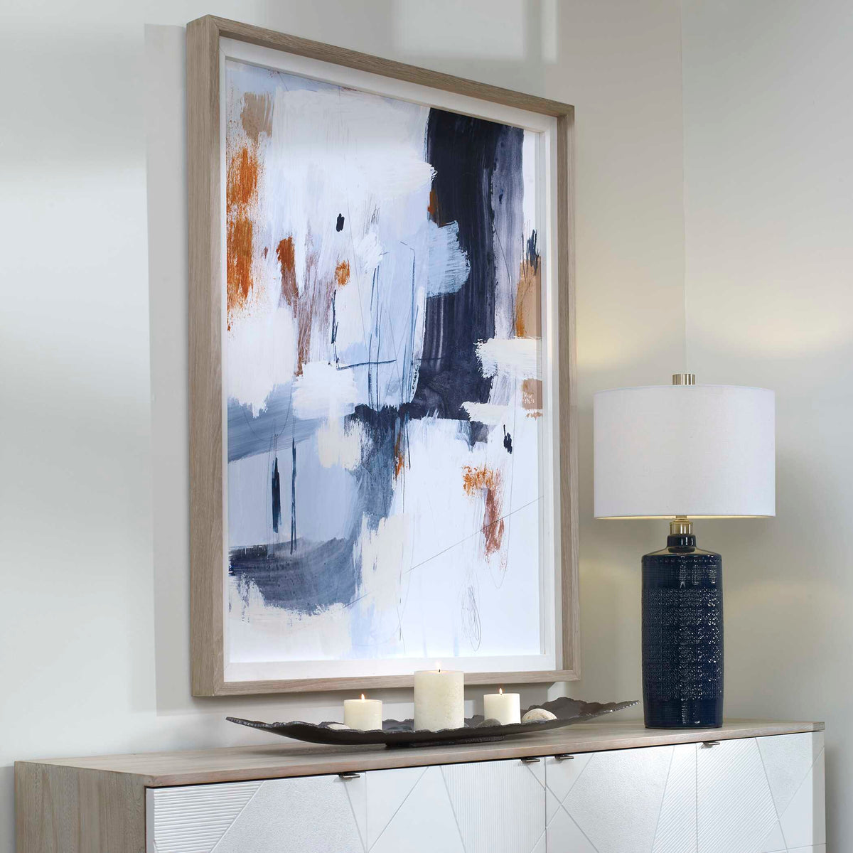 Variant Abstract Framed Print - Blue by Uttermost - View 3