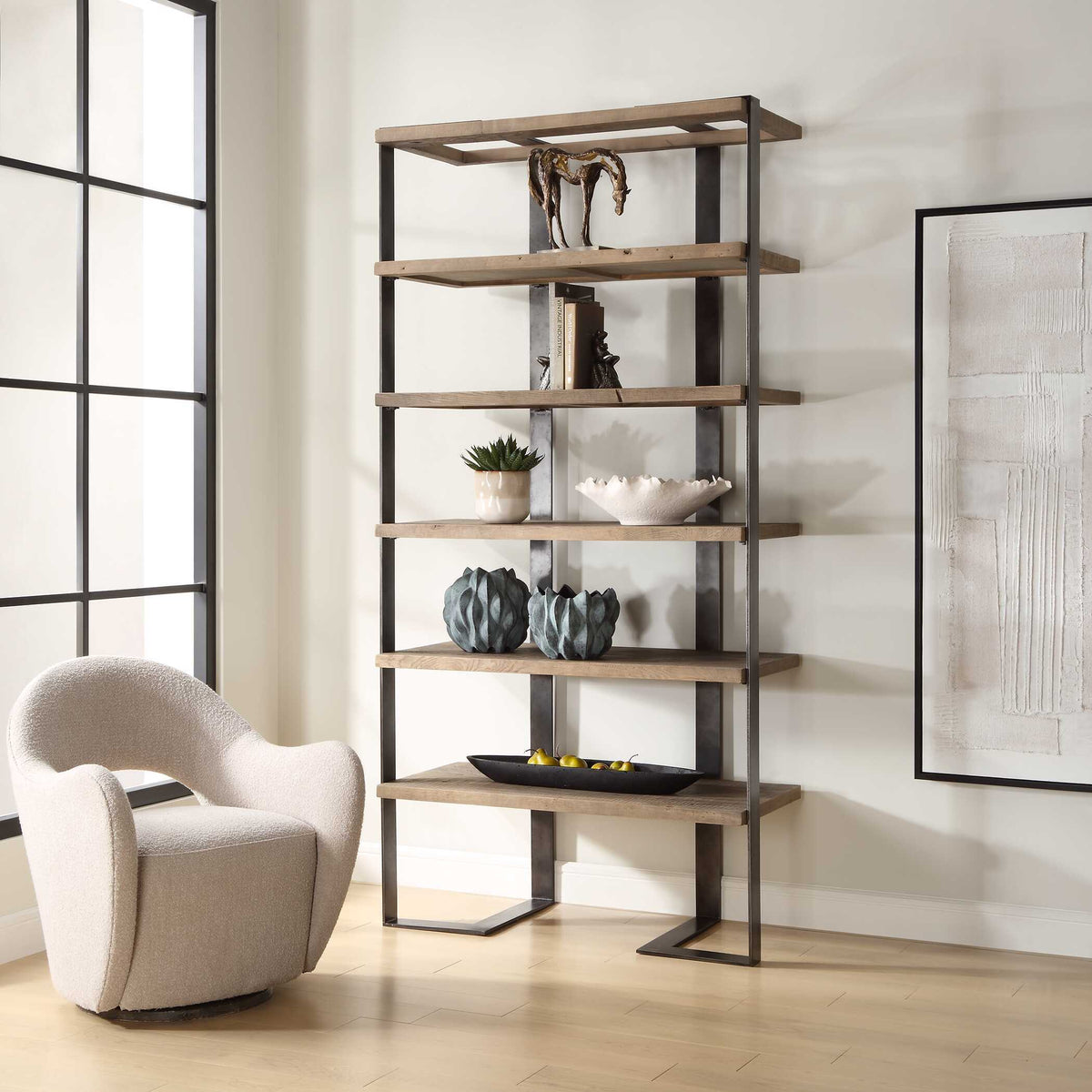 Felix Reclaimed Oak Etagere - Light Brown by Uttermost - View 3