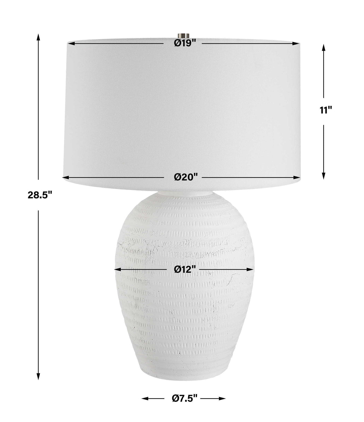 Reyna Chalk Table Lamp - White by Uttermost - View 9