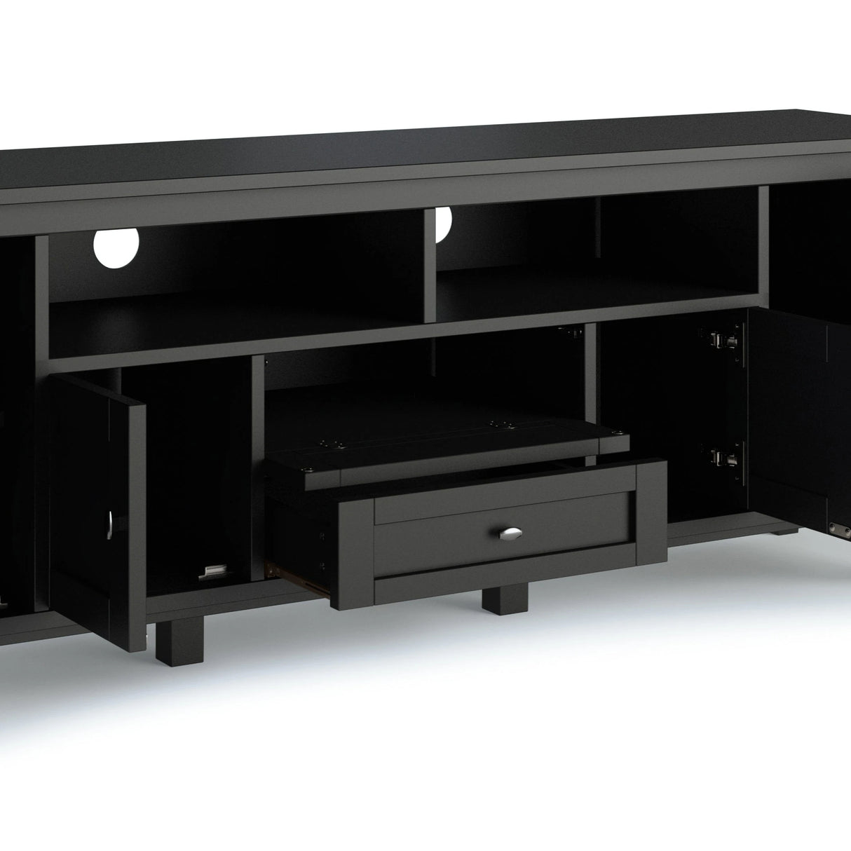 Warm Shaker 72 inch Wide Solid Wood TV Stand in Black For TVs up to 80 inches - sold by Home Elegance USA