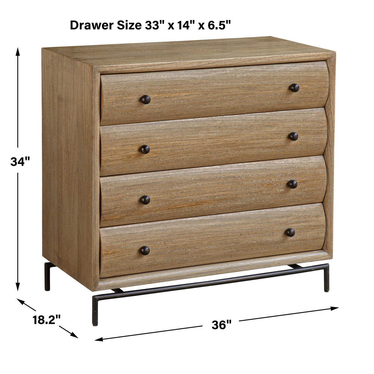 Millard Curved 4 Drawer Chest Woodtone - Light Brown by Uttermost - View 9