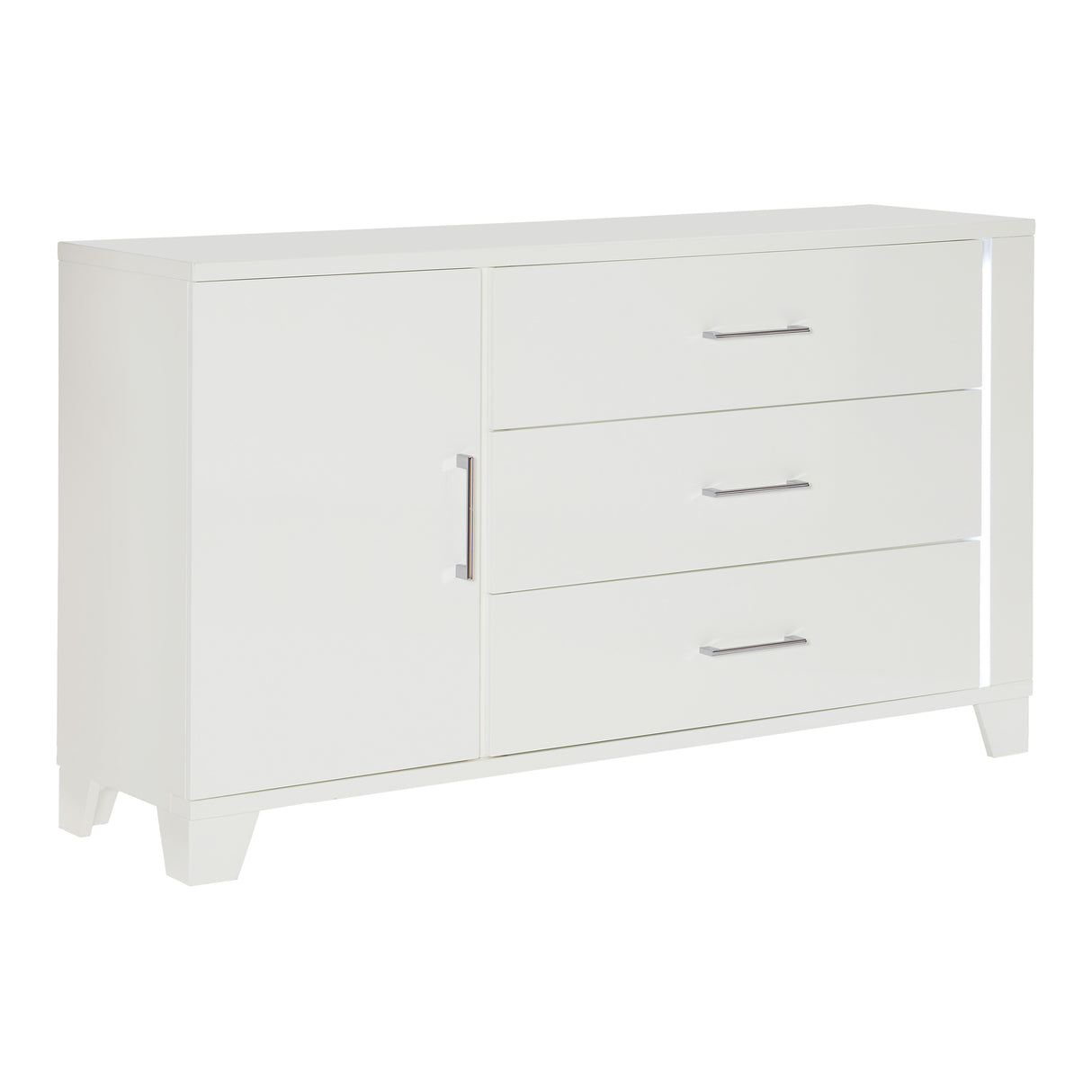 Kerren 1678W-5 Dresser with LED Lighting by Homelegance | White High Gloss Finish - sold by Home Elegance USA