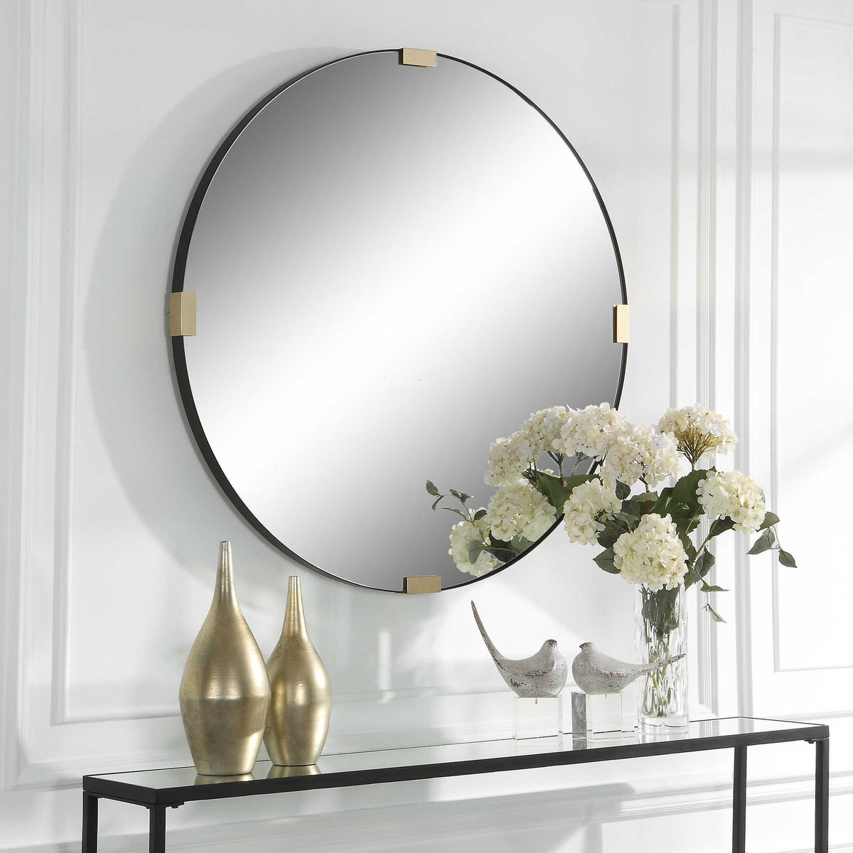 Clip Modern Round Mirror - Silver by Uttermost - View 3