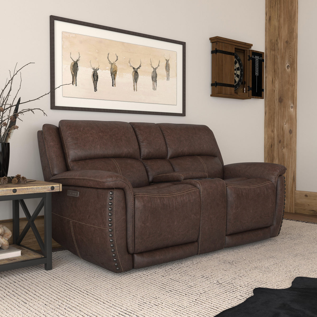 Beau Power Reclining Loveseat With Console & Power Headrests - Sable | Flexsteel