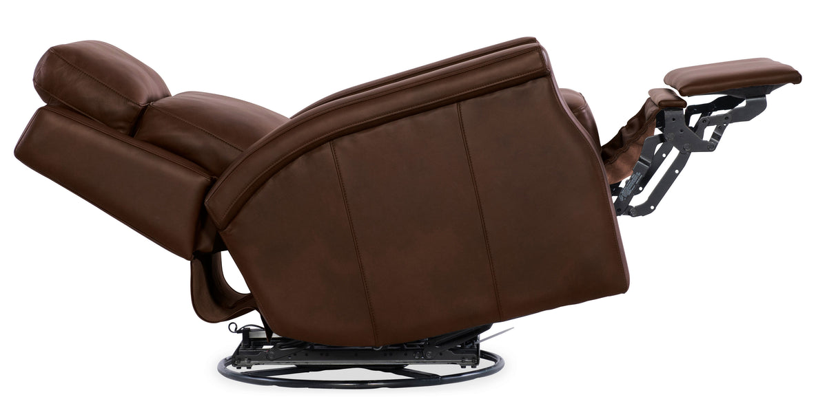 Kaufman ZG Swivel Power Recliner With Pop-Up Headrest - Dark Brown by Hooker Furniture - View 5
