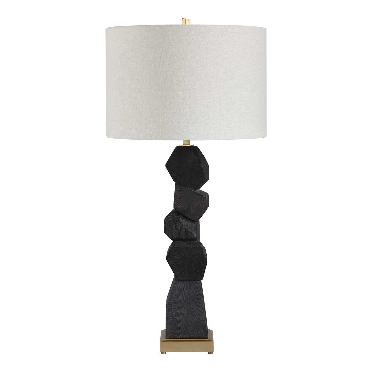 Demelo Stacked Wood Table Lamp - Black by Uttermost - View 6
