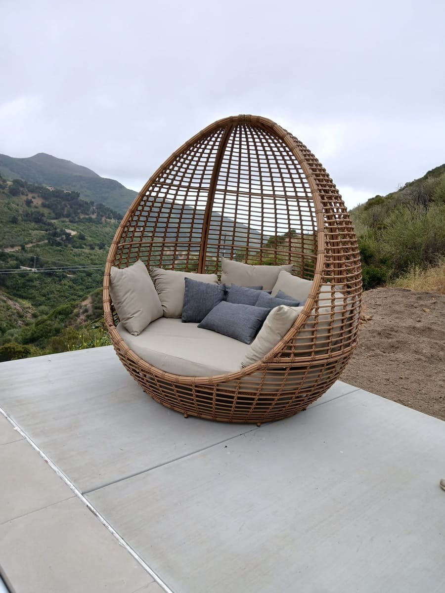 Renava Cocoon - Outdoor Beige + Wicker Lounge Bed | VIG