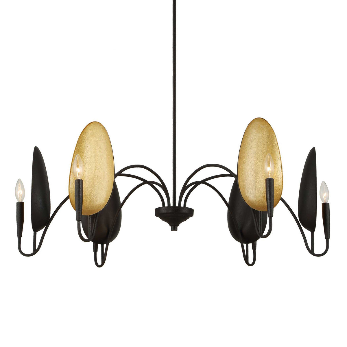 Warwick 6 Light Chandelier Matte Black - Black / Gold by Uttermost - View 6