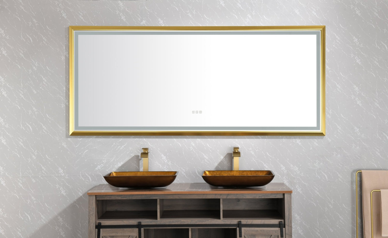 72in. W x 48in. H Oversized Rectangular Black Framed LED Mirror Anti - Fog Dimmable Wall Mount Bathroom Vanity Mirror HD Wall Mirror Kit For Gym And Dance Studio 48X 72Inches With Safety Ba | Home Elegance USA