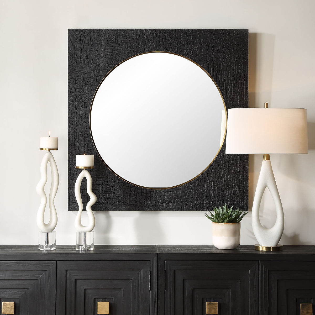 Ember Black Square Mirror by Uttermost - View 2