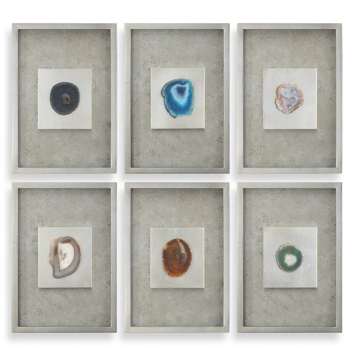 Agate Stone Wall Art (Set of 6) - Silver by Uttermost - View 1