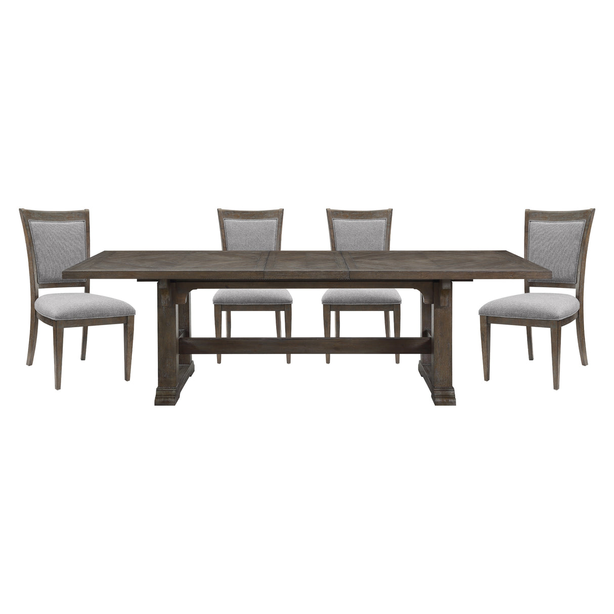Classic Dining Furniture 5pc Set Extendable Dining Table and 4x Side Chairs Driftwood Brown Finish Durable Wooden