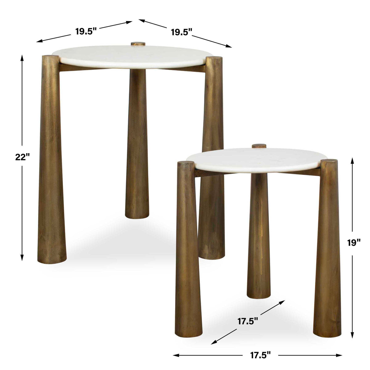 Claridge Marble Nesting Tables (Set of 2) - Bronze / White by Uttermost - View 5