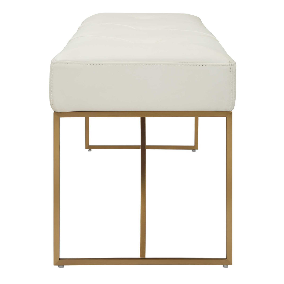 Swale Ivory Leather Bench - Beige by Uttermost - View 5