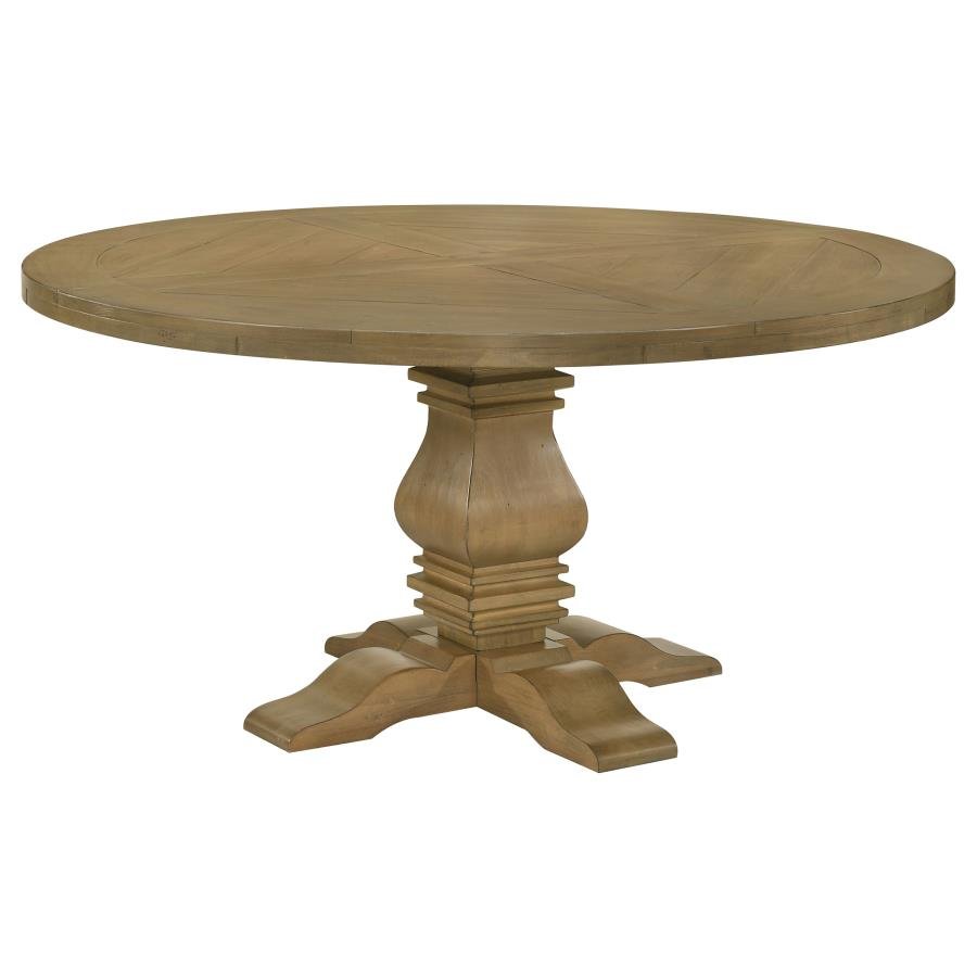 Florence 7 - piece Round Dining Set Rustic Smoke and Oatmeal | Coaster | Home Elegance USA