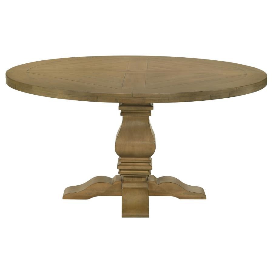 Florence 7 - piece Round Dining Set Rustic Smoke and Oatmeal | Coaster | Home Elegance USA