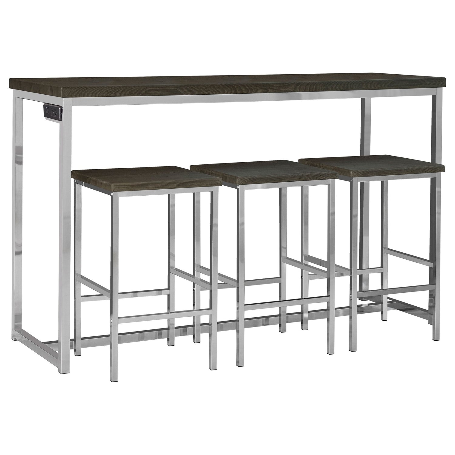 Cassidy 4 - piece Rectangular Counter Height Set Dark Oak and Chrome | Coaster | Home Elegance USA