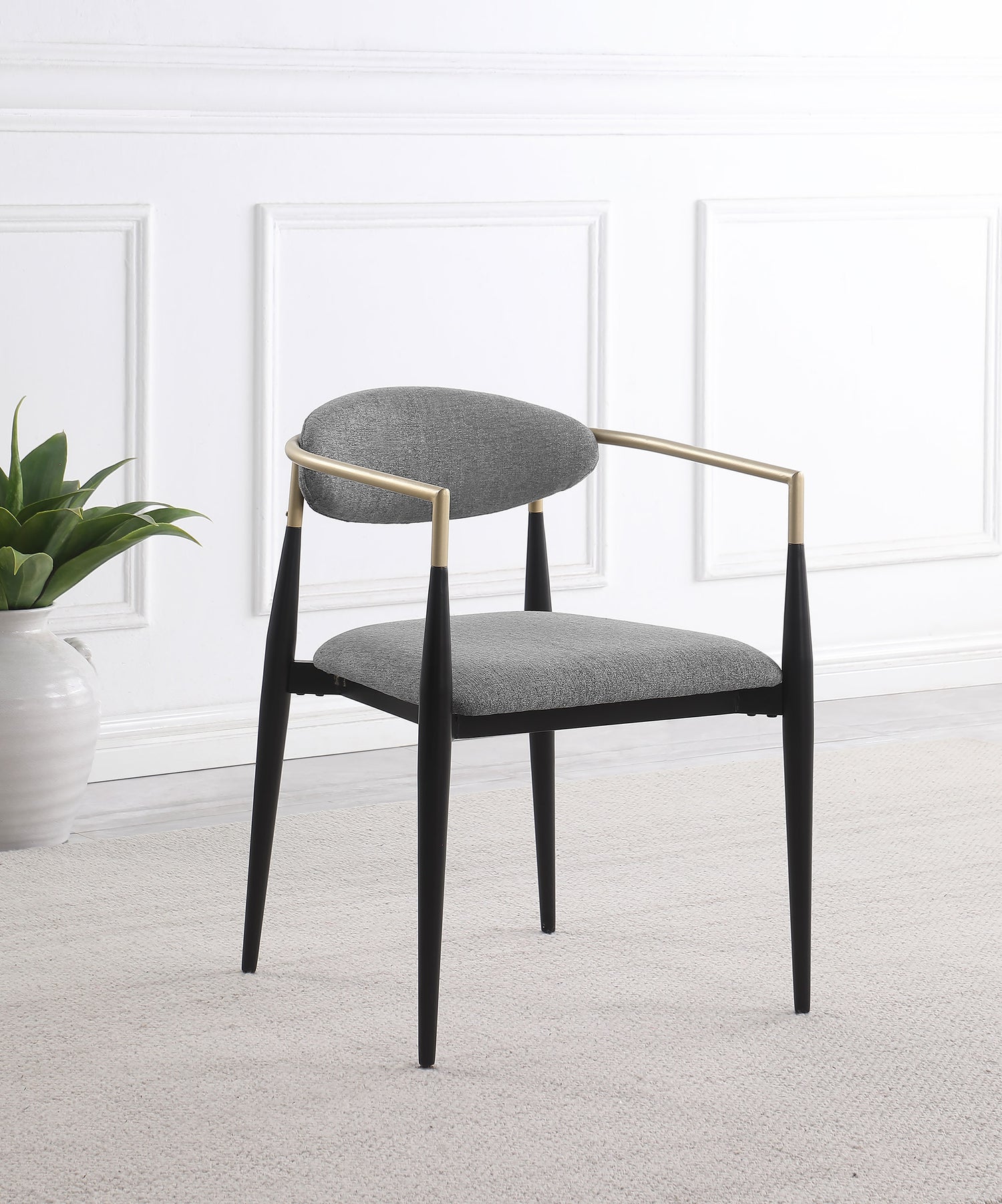 Alexis Fabric Upholstered Dining Arm Chair Grey (Set of 2) - Home Elegance USA