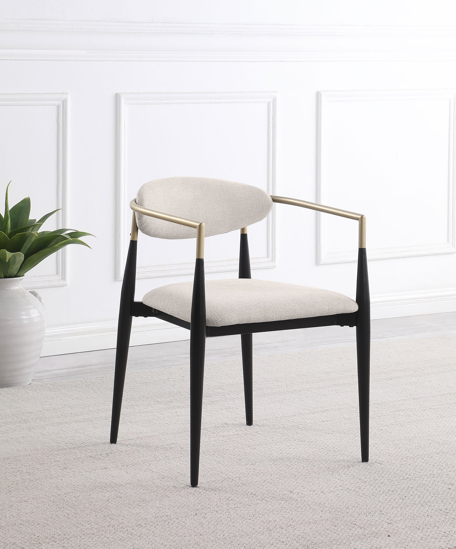 Alexis Fabric Upholstered Dining Arm Chair Beige (Set of 2) - Home Elegance USA