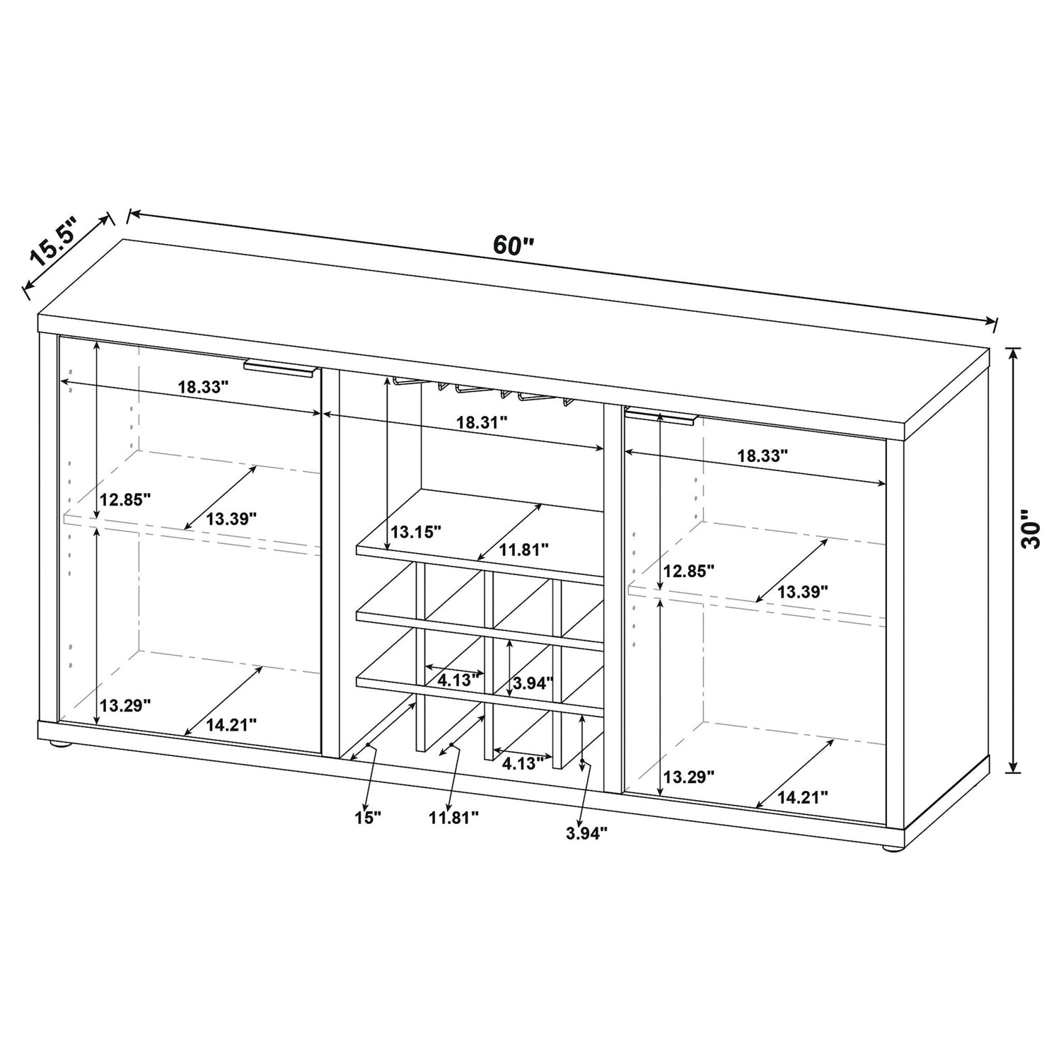 Sideboard - Jamestown 2-door Dining Sideboard Buffet with Wine Storage Mango Brown
