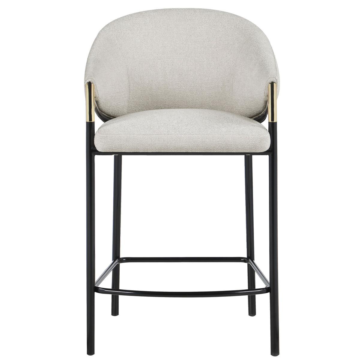 Counter Stool - Chadwick Sloped Arm Counter Height Stools Beige and Glossy Black (Set of 2)