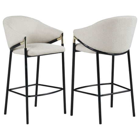 Bar Stool - Chadwick Sloped Arm Bar Stools Beige and Glossy Black (Set of 2)