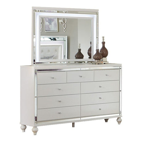 Alonza Bright White Dresser And Mirror Set 1845 - 5 - 6 | Homelegance | Home Elegance USA