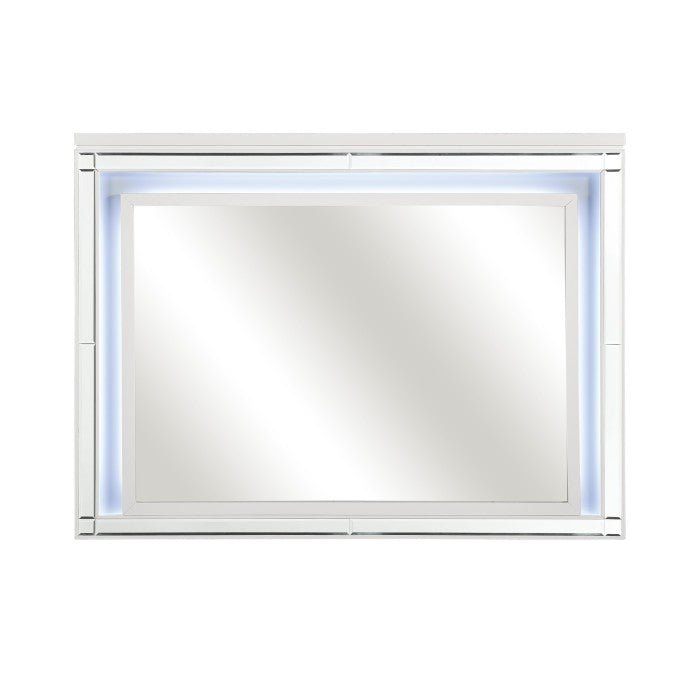 Alonza Bright White Dresser And Mirror Set 1845 - 5 - 6 | Homelegance | Home Elegance USA