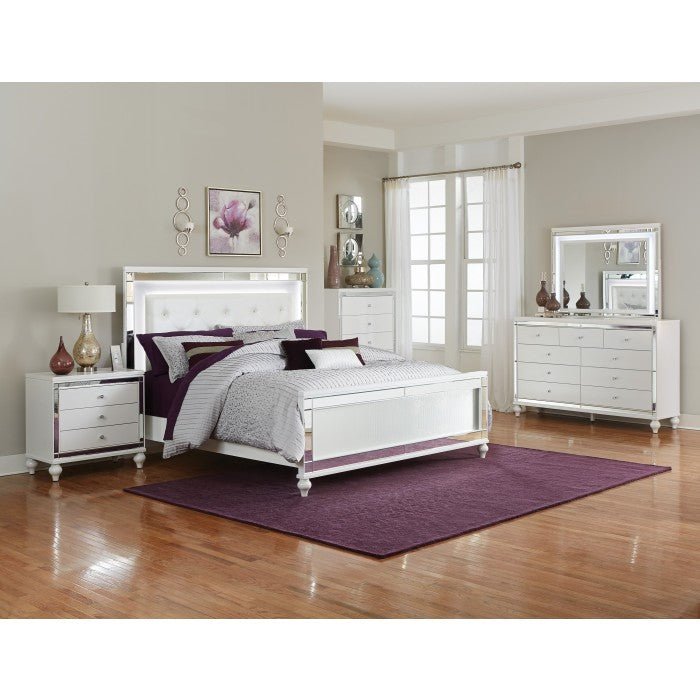 Alonza Bright White Dresser And Mirror Set 1845 - 5 - 6 | Homelegance | Home Elegance USA